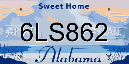 6LS862 Alabama License Plate