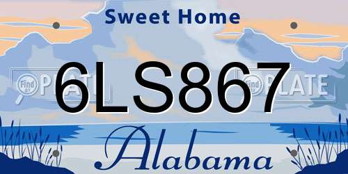 6LS867 Alabama License Plate