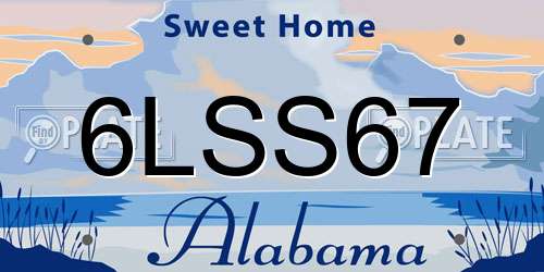 6LSS67 Alabama License Plate