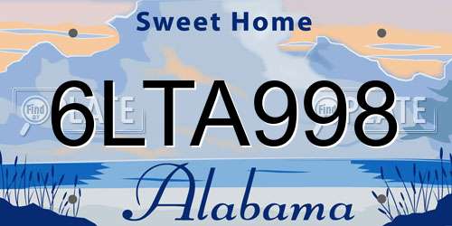 6LTA998 Alabama License Plate