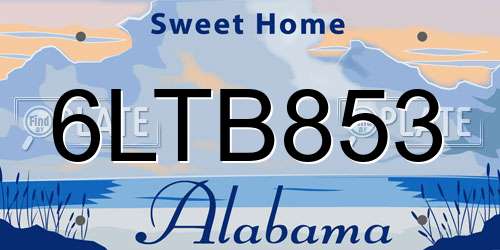 6LTB853 Alabama License Plate