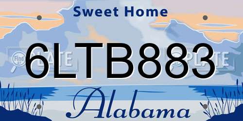 6LTB883 Alabama License Plate