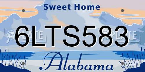 6LTS583 Alabama License Plate