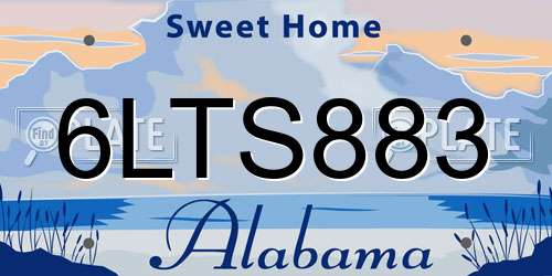 6LTS883 Alabama License Plate