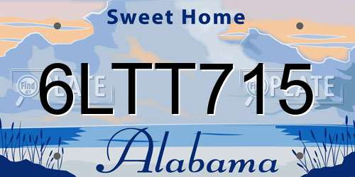 6LTT715 Alabama License Plate