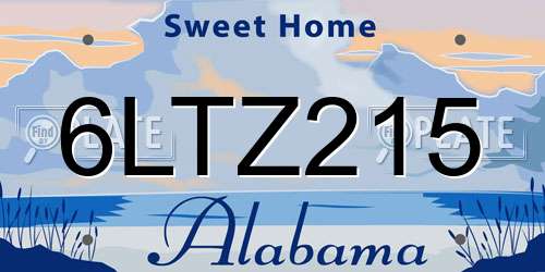 6LTZ215 Alabama License Plate