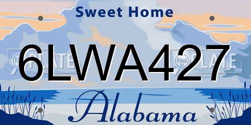 6LWA427 Alabama License Plate