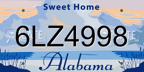 6LZ4998 Alabama License Plate