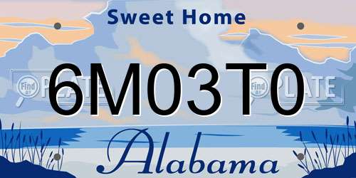 6M03T0 Alabama License Plate