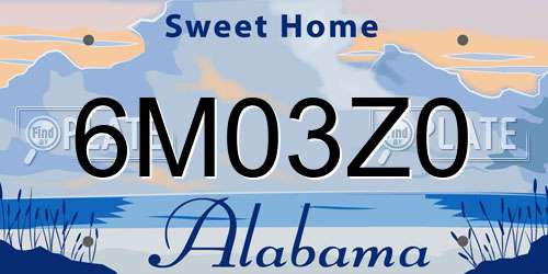 6M03Z0 Alabama License Plate