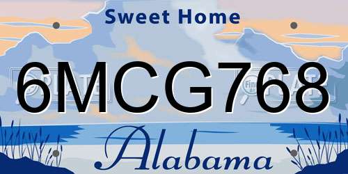 6MCG768 Alabama License Plate