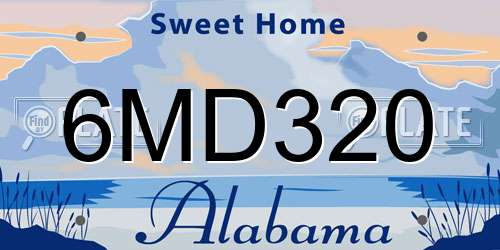 6MD320 Alabama License Plate