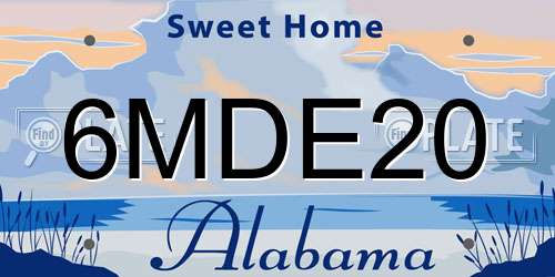 6MDE20 Alabama License Plate