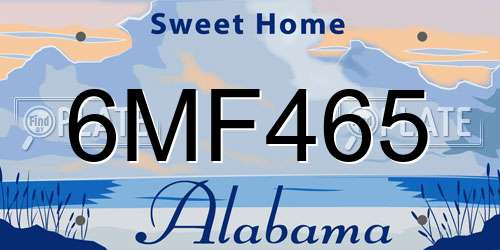 6MF465 Alabama License Plate