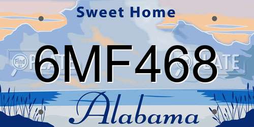 6MF468 Alabama License Plate
