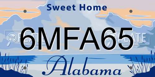 6MFA65 Alabama License Plate