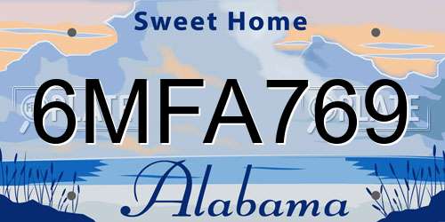 6MFA769 Alabama License Plate
