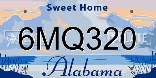 6MQ320 Alabama License Plate