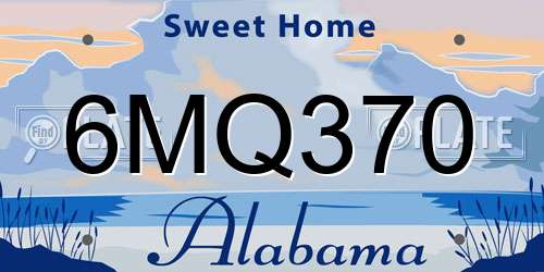 6MQ370 Alabama License Plate