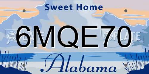 6MQE70 Alabama License Plate