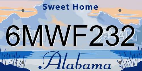 6MWF232 Alabama License Plate
