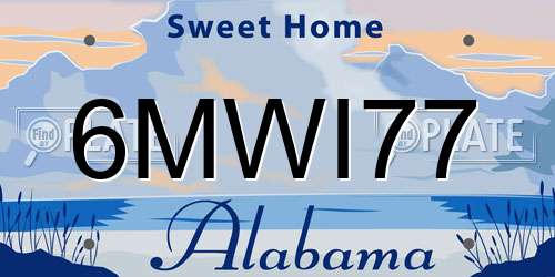 6MWI77 Alabama License Plate