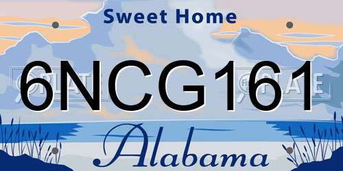 6NCG161 Alabama License Plate