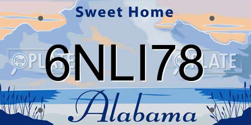 6NLI78 Alabama License Plate