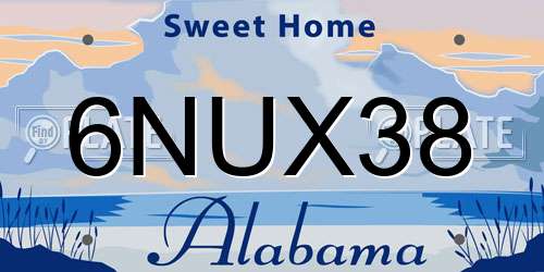 6NUX38 Alabama License Plate