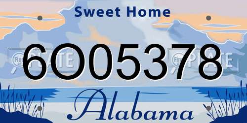 6O05378 Alabama License Plate