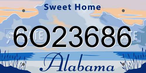 6O23686 Alabama License Plate