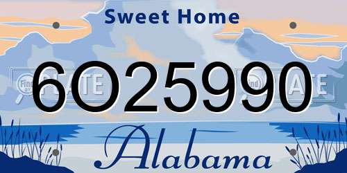 6O25990 Alabama License Plate