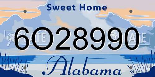 6O28990 Alabama License Plate