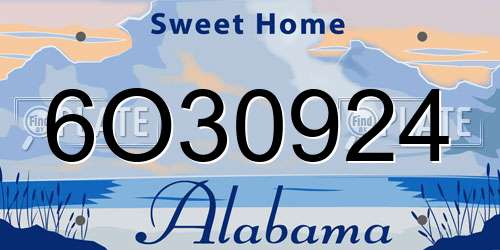 6O30924 Alabama License Plate