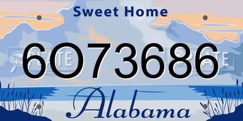 6O73686 Alabama License Plate