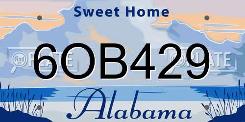 6OB429 Alabama License Plate