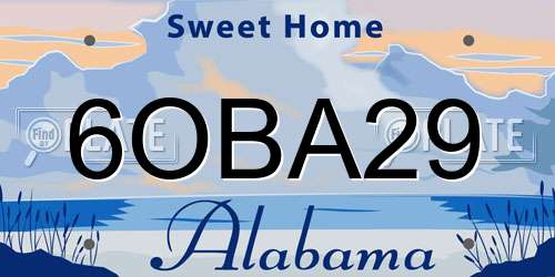 6OBA29 Alabama License Plate