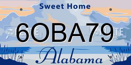 6OBA79 Alabama License Plate