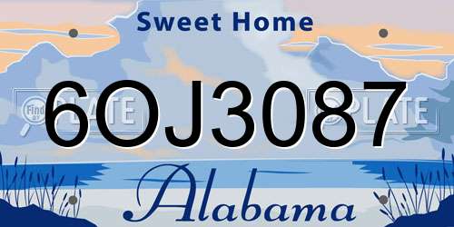 6OJ3087 Alabama License Plate