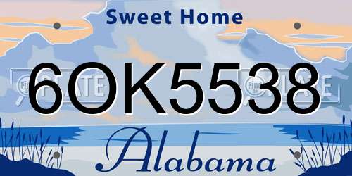 6OK5538 Alabama License Plate