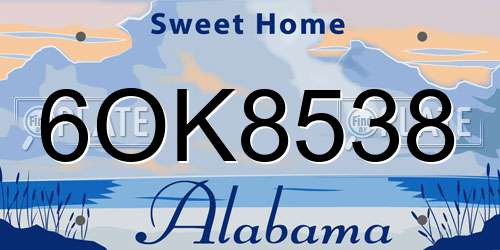 6OK8538 Alabama License Plate