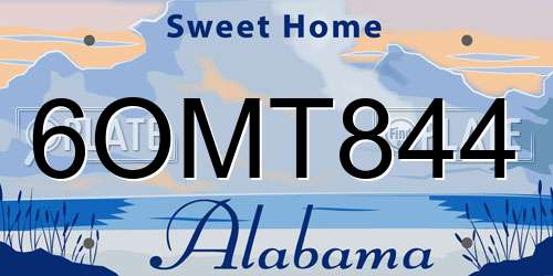 6OMT844 Alabama License Plate