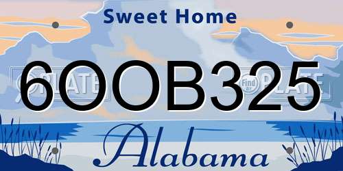 6OOB325 Alabama License Plate