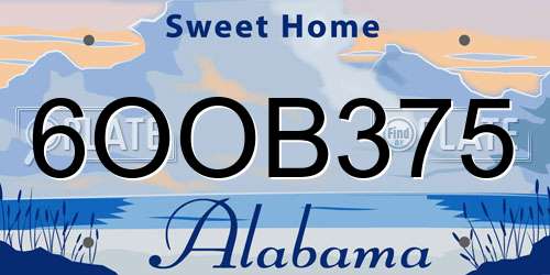 6OOB375 Alabama License Plate