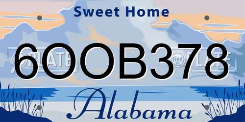 6OOB378 Alabama License Plate