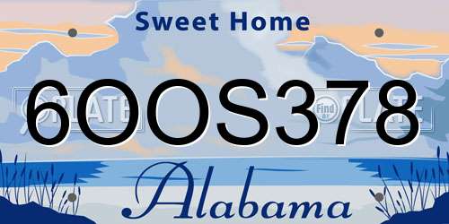 6OOS378 Alabama License Plate