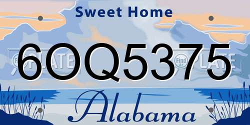 6OQ5375 Alabama License Plate