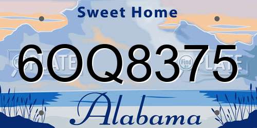 6OQ8375 Alabama License Plate