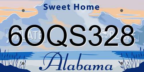 6OQS328 Alabama License Plate