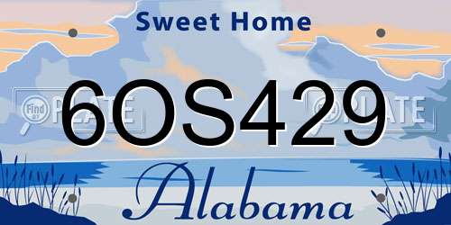 6OS429 Alabama License Plate